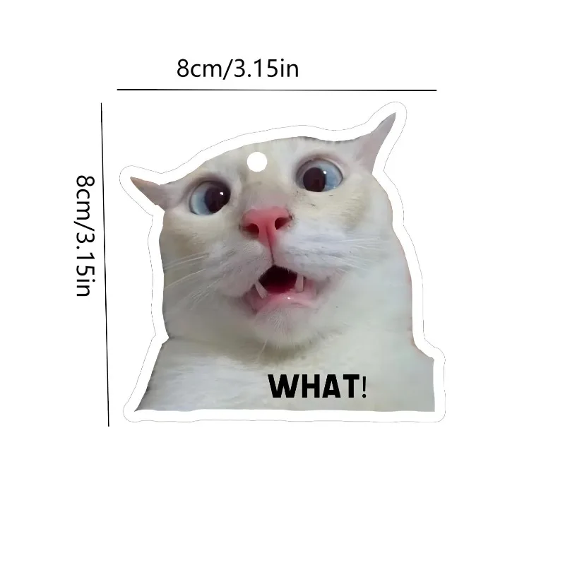 Car Air Freshener Shocked Surprised White Cat Hanging Scent Card for Car Interior Decor Rearview Mirror Ornament Gift