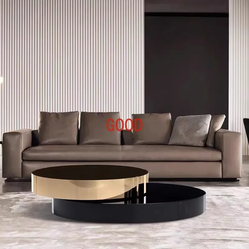 

Living room home modern light luxury round rotating coffee table Internet celebrity tempered glass coffee table