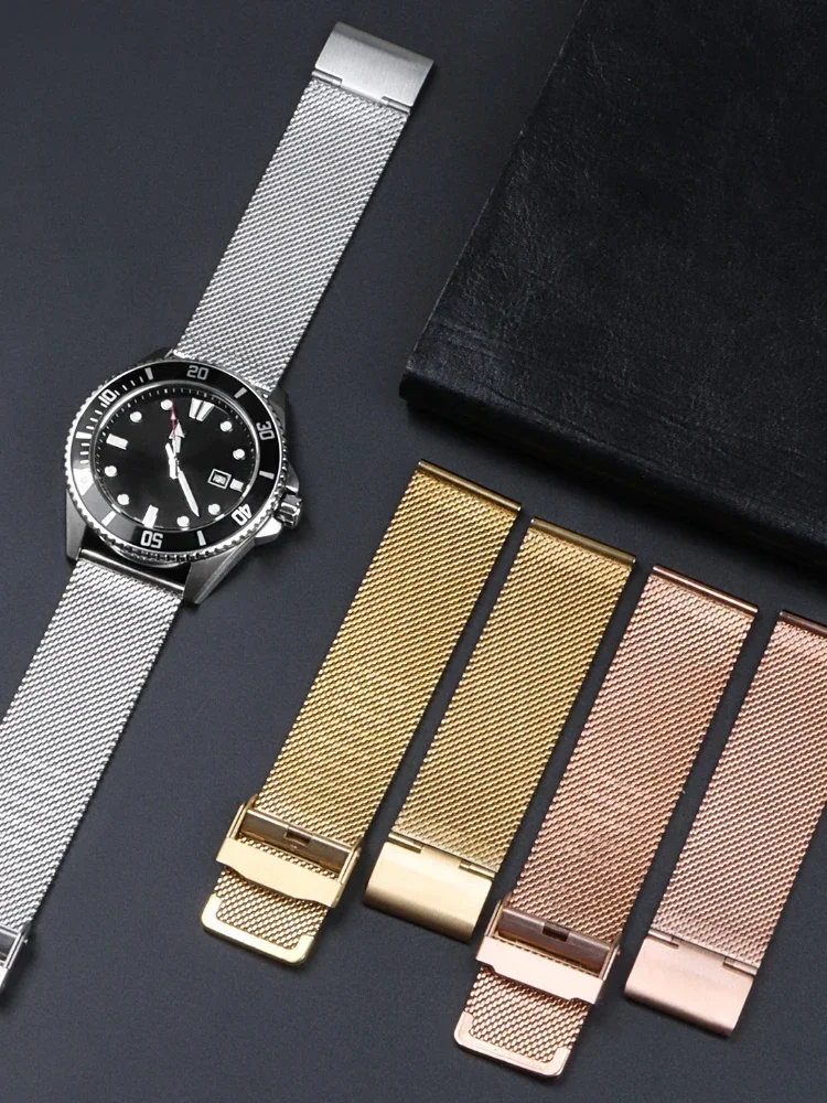 12mm 14mm 18mm 19mm 20mm 22mm bracelets milanais en métal 0.6mm universel femmes hommes maille solide bracelet de montre en acier inoxydable bracelet
