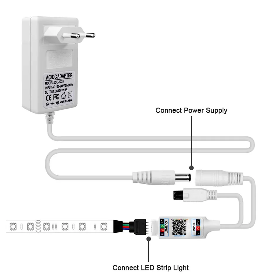 DC12V 24V RGB 컨트롤러 음악 BT 스마트 APP 제어 24 키 IR 원격 또는 블루투스 호환 5050 RGB LED 스트립 빛