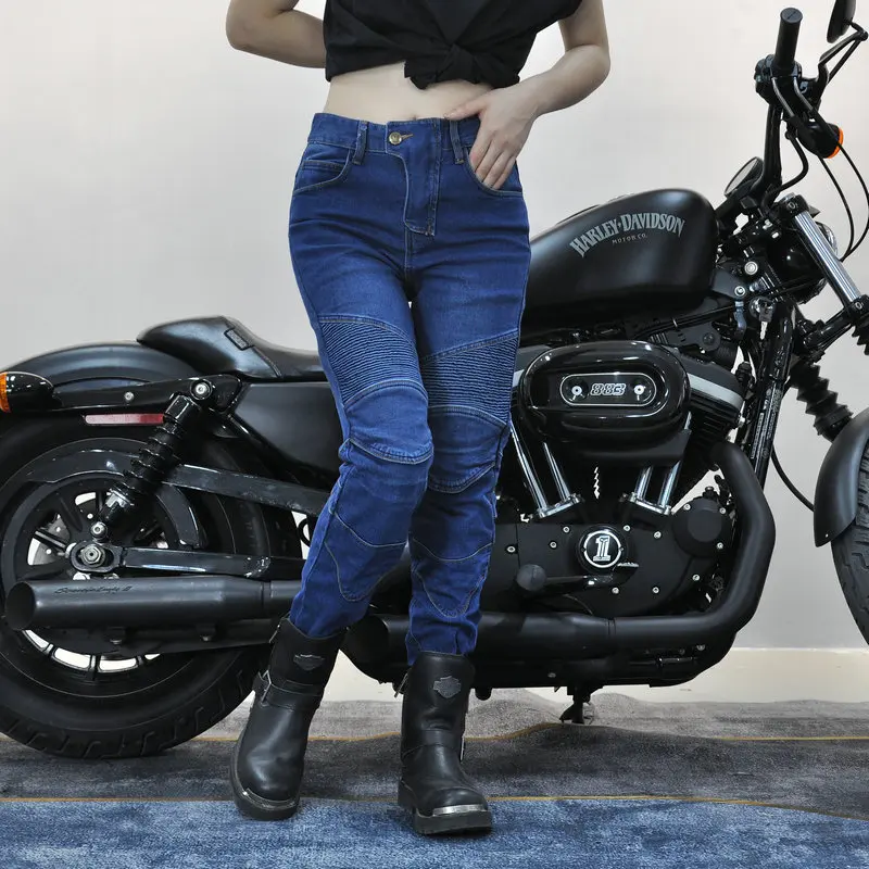 2024 Motorcycle New Jeans Women Upgrade Silicone Protector Detachable Casual Fashion Racing Road Rider Four Seasons Moto Pants