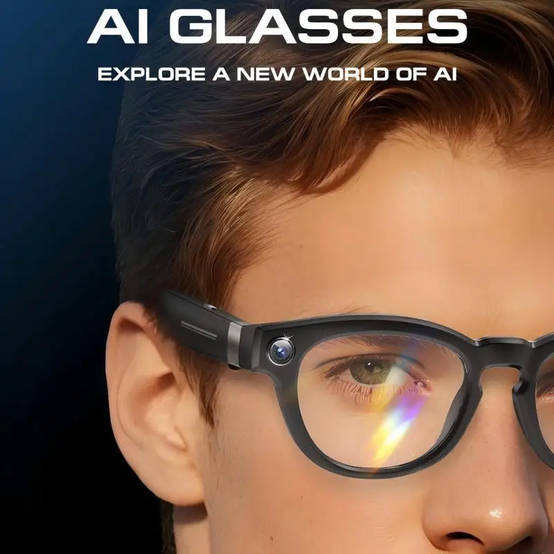 Inteligentne okulary z kamerą AI 800MP, okulary Bluetooth z funkcją rozmów, odtwarzania muzyki, rozpoznawania obiektów, tłumaczenia AI i wieloma funkcjami.