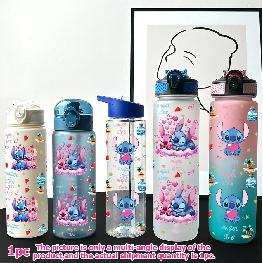 

1Pc Disney Stitch Angel Printed 23-32oz Multi-plastic Water Bottle Portable Sports Water Cup Birthday Gift