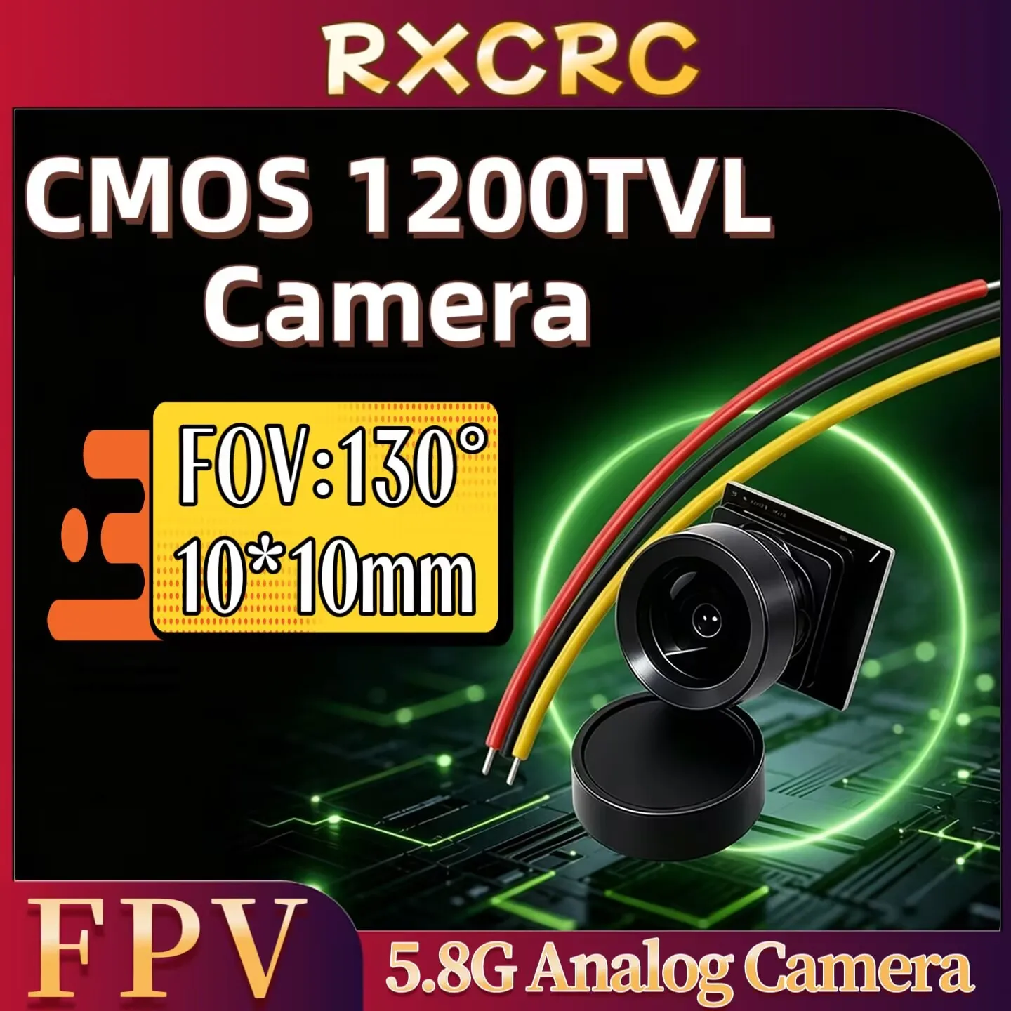 RXCRC CMOS MINI1200TVL 130° viewing Camera 5.8G analog CVBS image transmission wide voltage 3-5V For RC FPV Racing Drone Part.