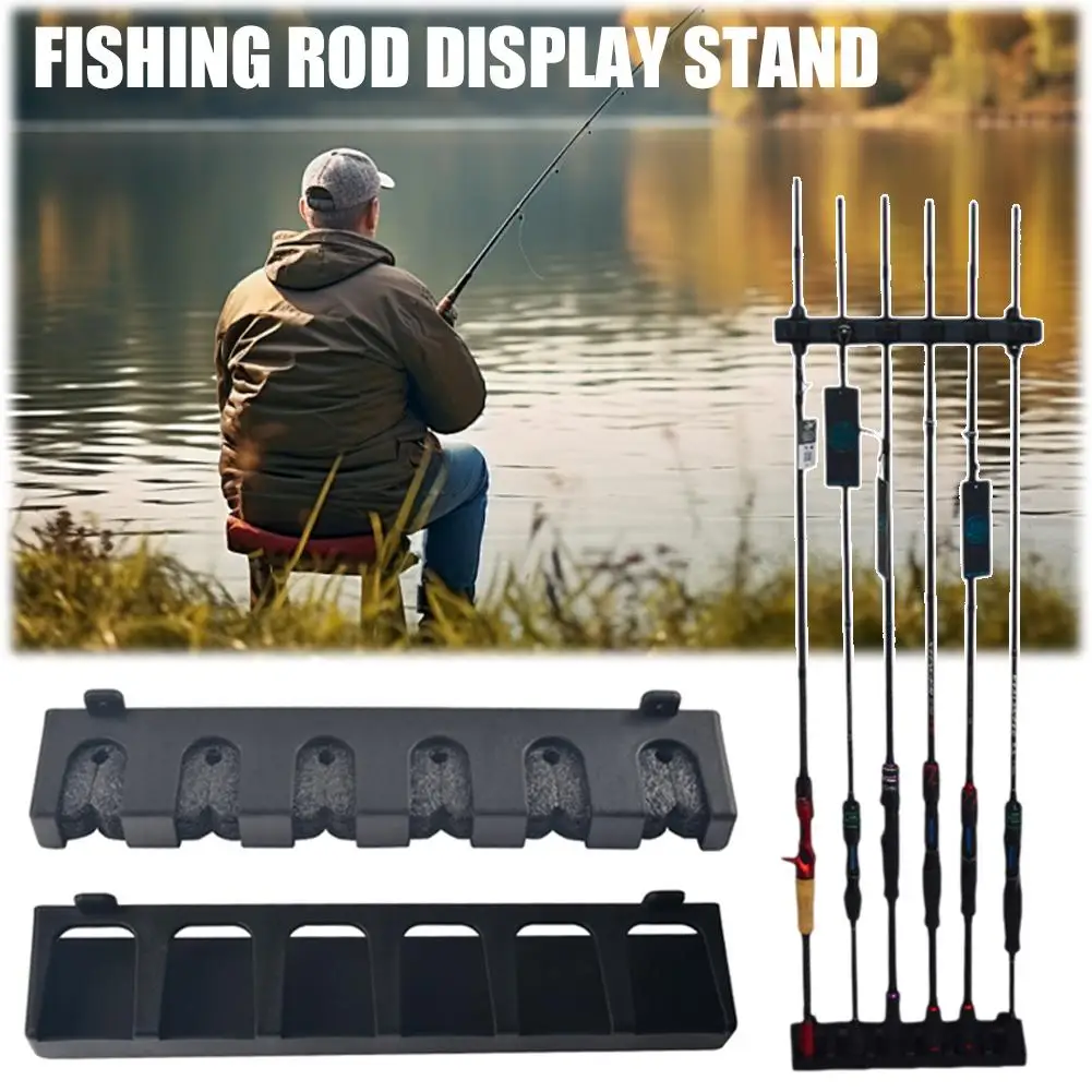 Fishing Rod Holders 6-Rod Capacity Rack Wall Vertical Fishing Pole Storage For Garage Wall Fishing Gear Collection Storage Rack