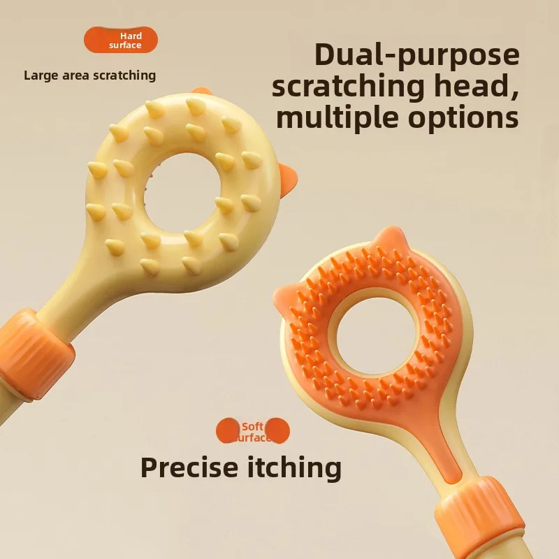 Retractable Pet Scratch Stick 2-in-1 Cat Massager Teaser Wand with Double-Sided Massage Head for Cats Dogs