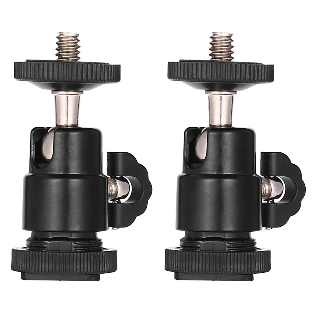 A40I Mini Ball Head [2 Pack] With Hot Shoe Mount Adapter 360 Degree 1/4 Inch Small Ball Heads Swivel Micro-Ballhead For Dslr Cam