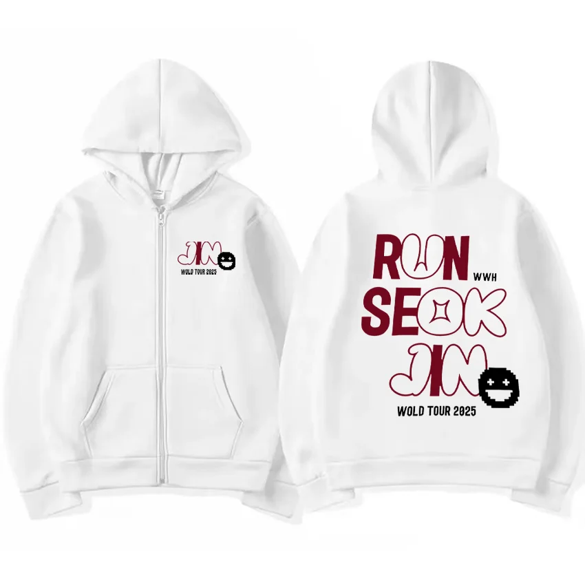 Jin Runseokjin World Tour 2025 Sudadera con capucha hombres mujeres nuevo abrigo vintage polar Casual chaqueta con cremallera invierno sudaderas de gran tamaño otoño