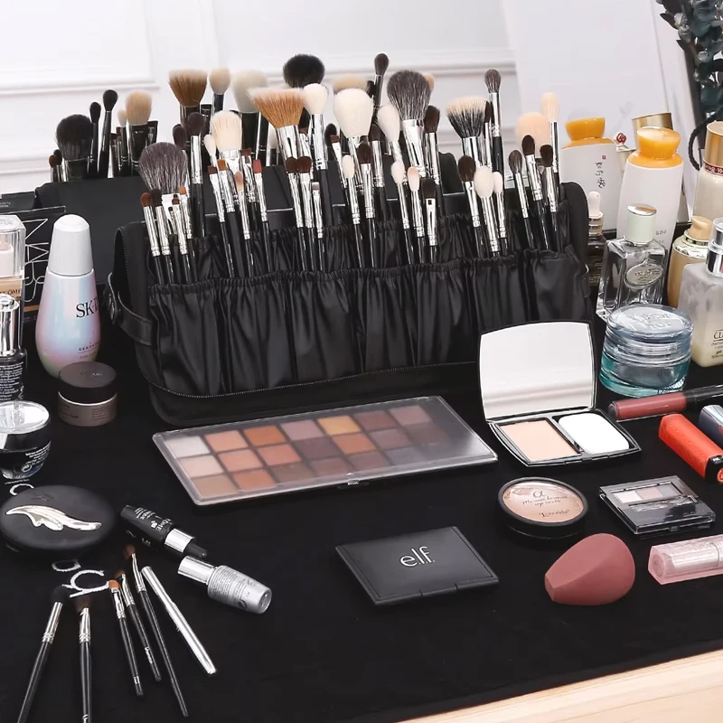 Professionelle Make-up-Pinseltasche, Große Aufbewahrungskapazität, Tragbarer Faltbarer Make-up-Pinselhalter, Make-up-Künstler-Werkzeugkasten – Detail 10