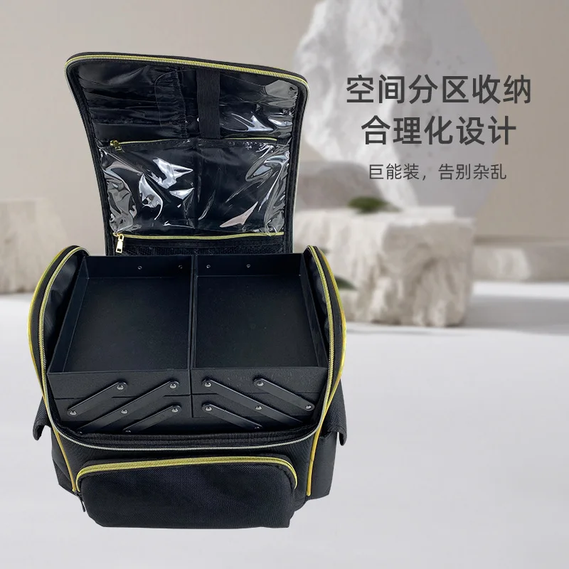 Oxford cloth makeup bag, professional makeup artist's bag, large capacity, suitable for nail art,