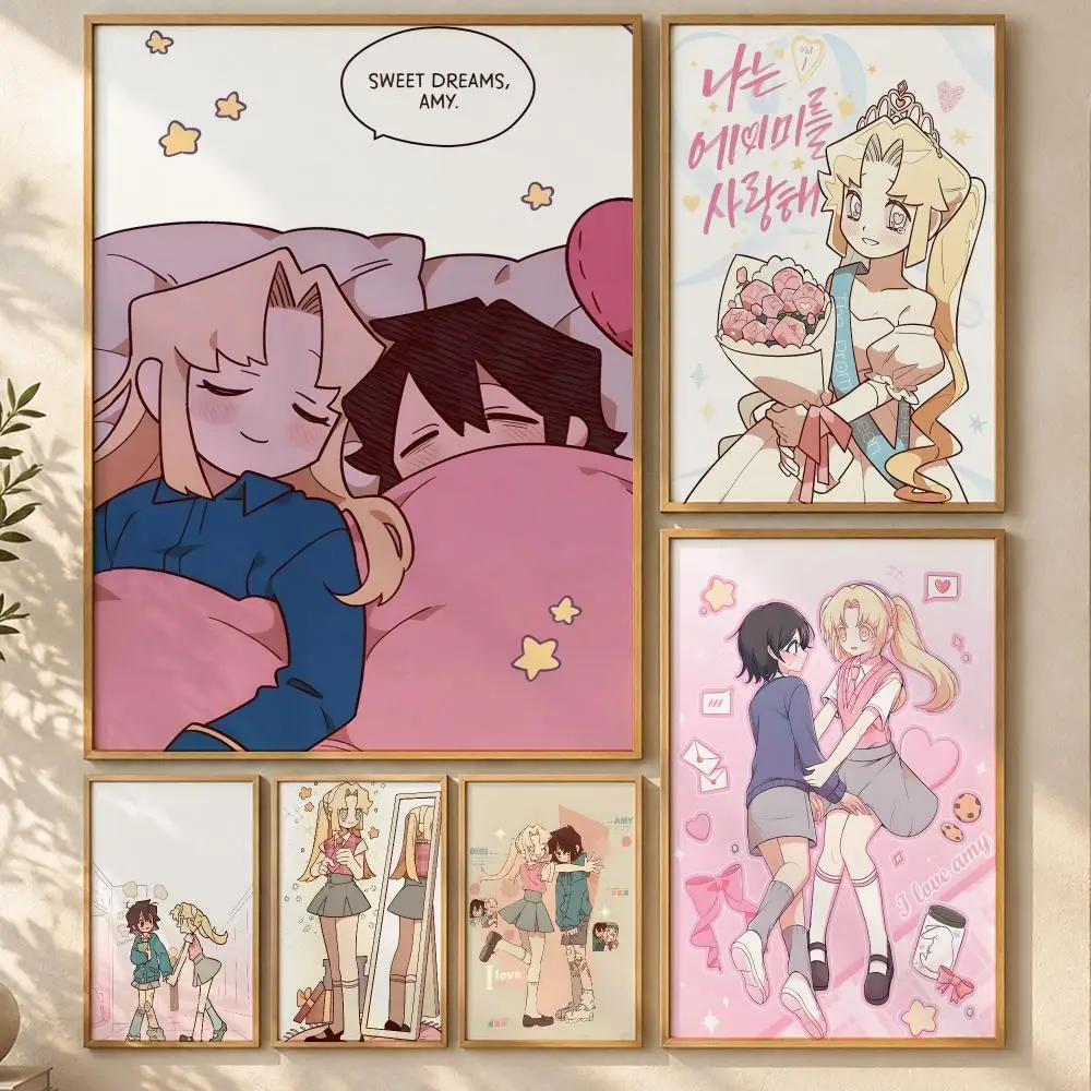 Cute Anime I Love Amy Poster Art  Self-Adhesive No Glue Dorm Wall  Waterproof Coffee House Art Sticker