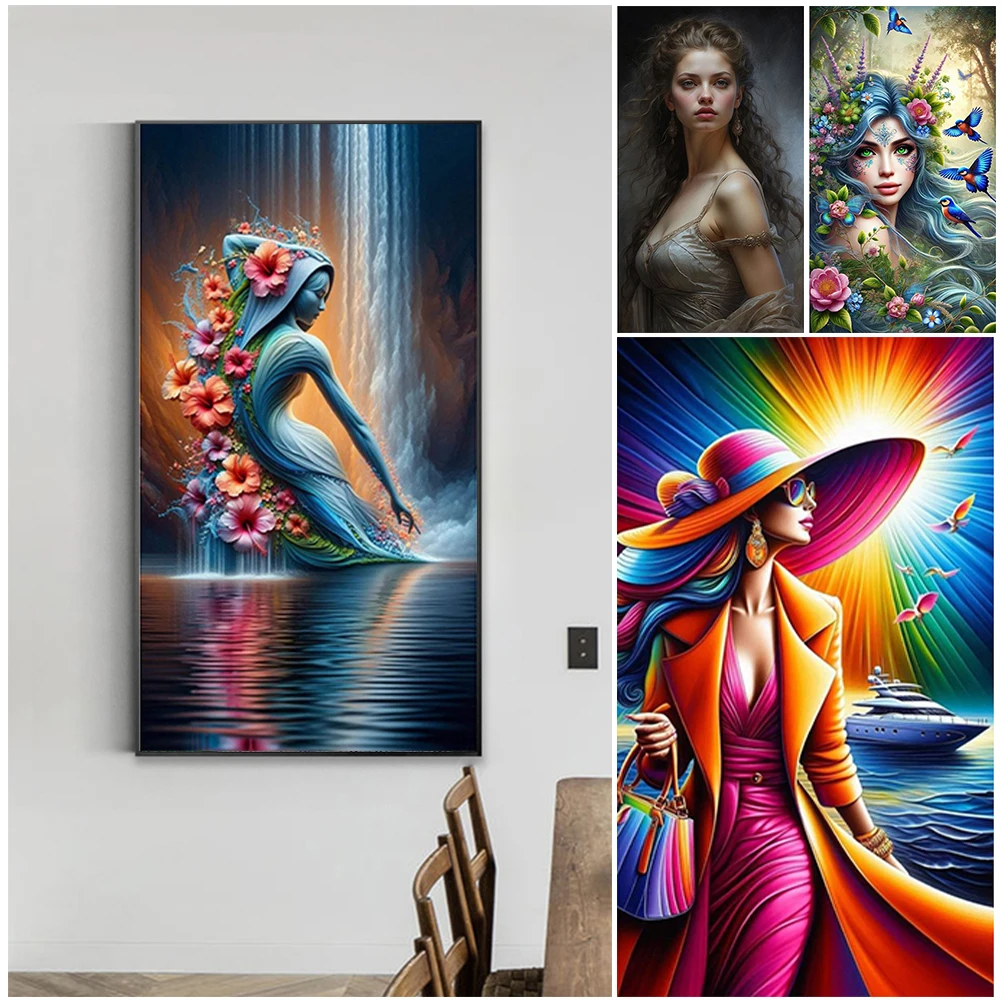 5D DIY Full Round Drill Diamond Painting Girl Kit Home Decor Art Craft Diamond Painting Home Decoration New Year Gift