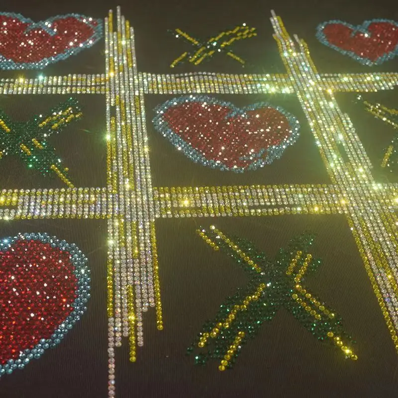 Shimmering Rhinestone Heart Cross Stitch Pattern Sticker - Perfect for Crafts And Clothing Accessories