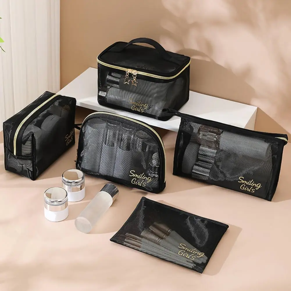 Pretty Transparent Toiletry Bag  Double Zippers Multifunctional Storage Bag  Women Fashion Cosmetic Bag