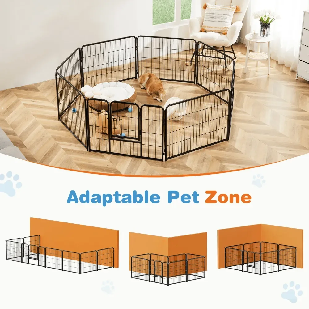 

Dog Playpen, Pet Playpen, Metal Exercise Pen With Door, 8 Panels, Suitable For Small Puppies Medium Large Dogs, Suitable For Pe