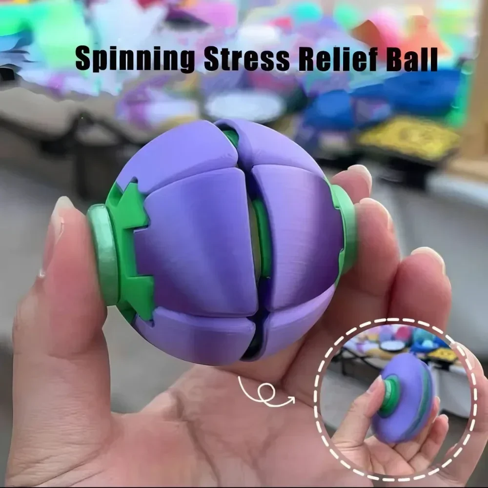 3D Printed Press-to-Spin Fidget BallOne Click Deform Fidget Spinner Ball, Smooth Rotating Stress Relief Sensory Toy