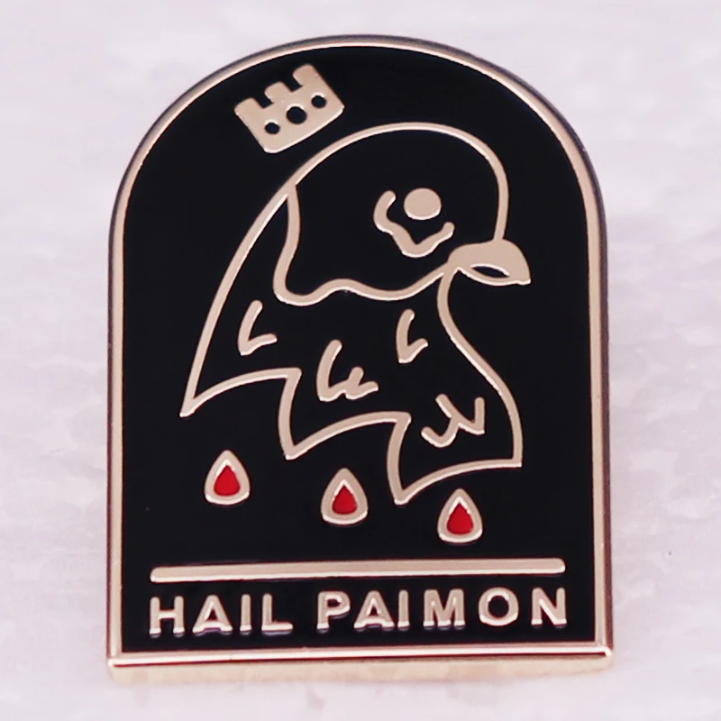 Hereditarys Hail Paimon, твердая эмалированная булавка, значок колдовства, кровавая голова голубя, демонлогия ужасов, оккультный король ада, ювелирные изделия