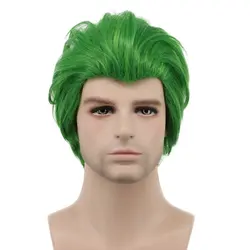 Men Short Straight Green Wig Halloween Cosplay Wig Anime Costume Wig