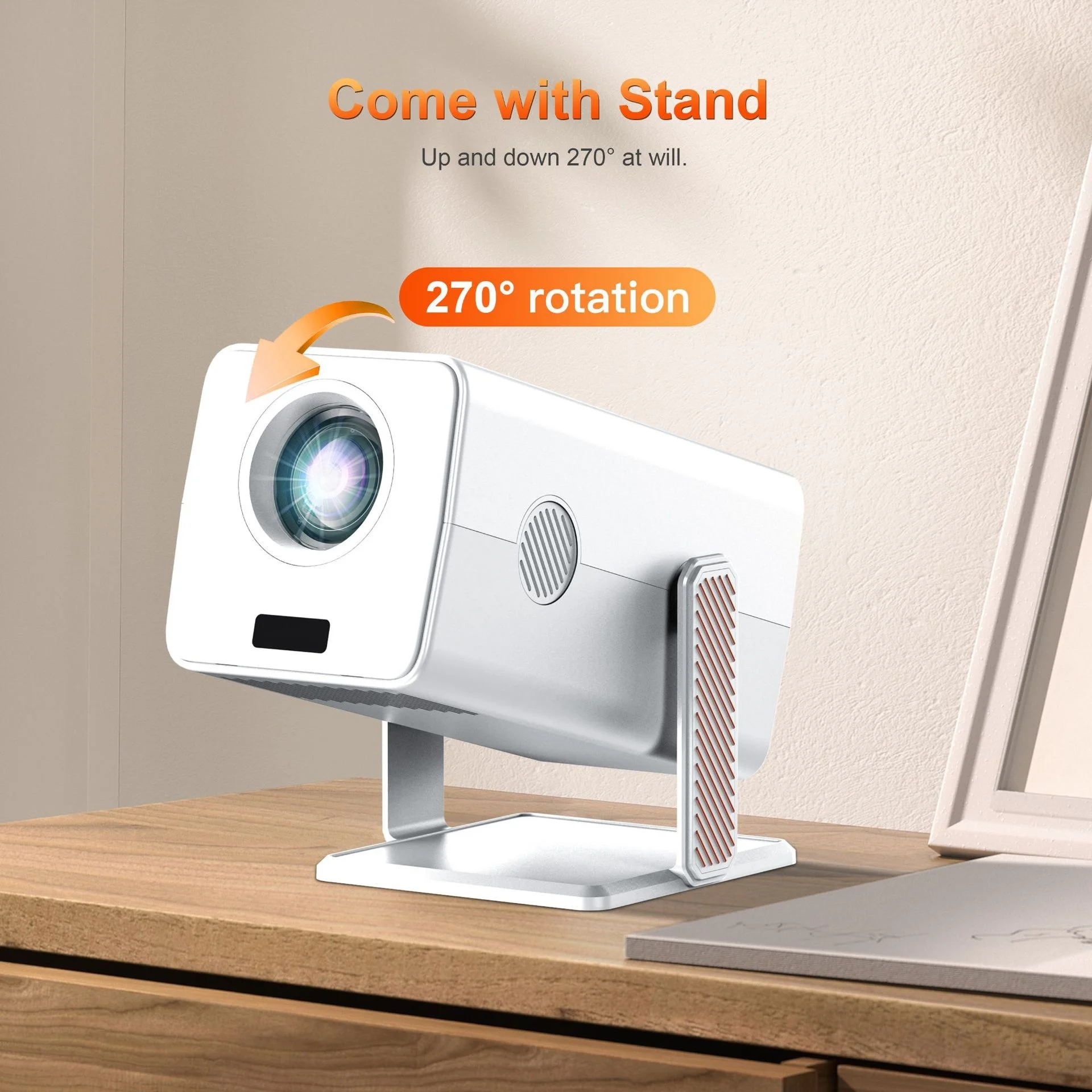 Xnano HM103 Native 1080P Projector, 350 ANSI Lumens, Auto Focus, Android 13, T950S, WiFi, Bluetooth 5.2, Portable Mini Projector, 4K Decoding, MEMC, 270° Rotatable Stand, Smart Home Theater, Outdoor Movie Projector for Bedrooms and Gaming