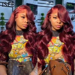 ISEE Hair Wig 7x5 Brazilian Body Wave Colored Lace Front Wigs Chocolate Brown Human Hair Reddish Brown Closure Wig 99j Burgundy
