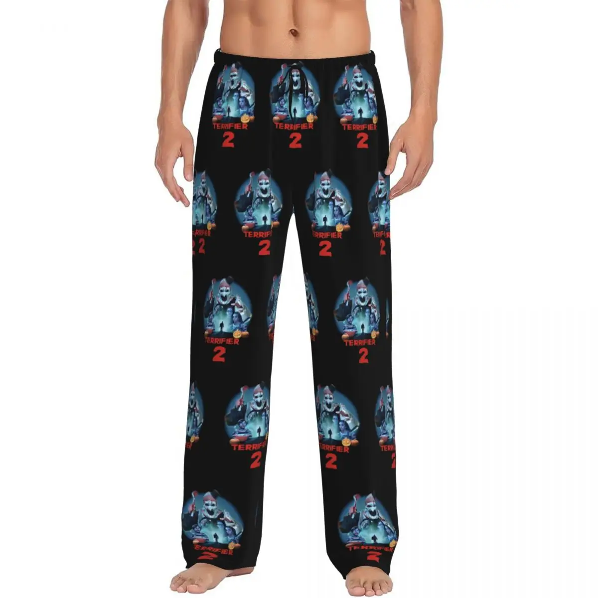 

Custom Men's T-Terrifiers Pajama Pants Printed Halloween Horror Movie Sleep Sleepwear Bottoms with Pockets