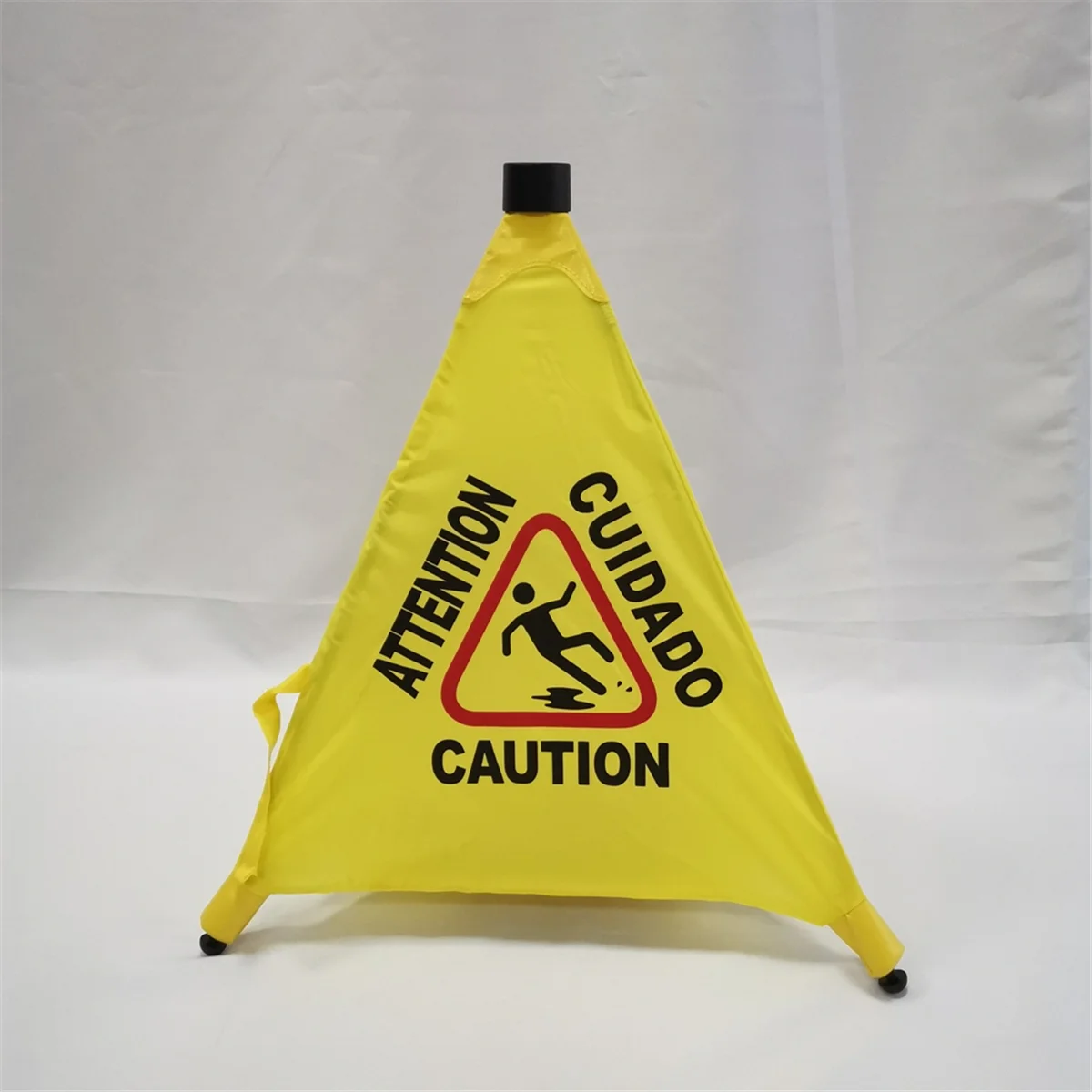 Caution Wet Floor Sign, Slippery When Wet Pops Up Sign, Wall Mounted Foldable Bilingual Safety Warning Alert Cone