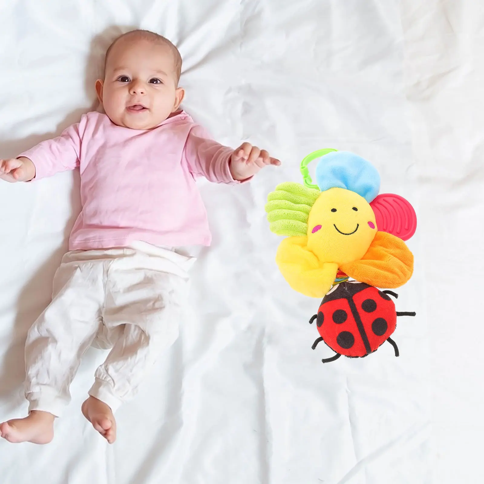 ของเล่นดนตรีแบบแขวนสำหรับเด็กทารก รูปดอกไม้ ดึงเชือกได้ น่ารัก ใช้ได้กับรถเข็นเด็ก เตียงเด็ก ช่วยเสริมพัฒนาการ สนุก สีสันสดใส