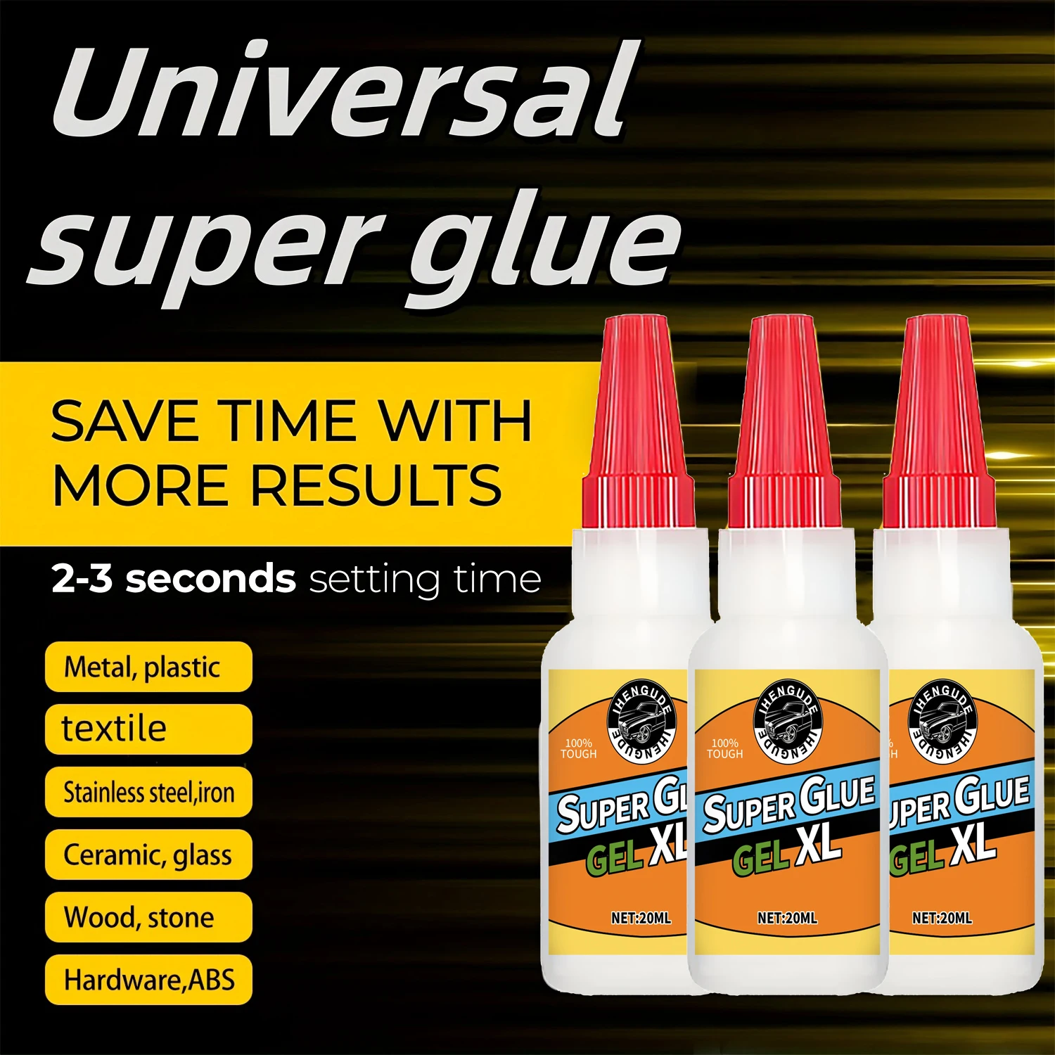 Super Strong Quick-Drying Glue - 10 Seconds Fast Bonding, Multi-Purpose Glue Suitable for Plastic/Metal/Wood/Ceramics/Glass, Heavy-Duty Repair and Welding