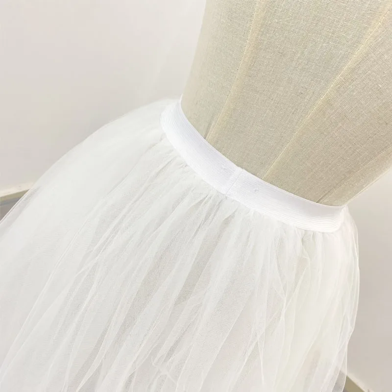 Immagine 7: Gonna elegante rimovibile a vita alta Hoopless 3 strati 110cm lungo Tulle Tutu gonne staccabili accessorio per abito da sera da sposa