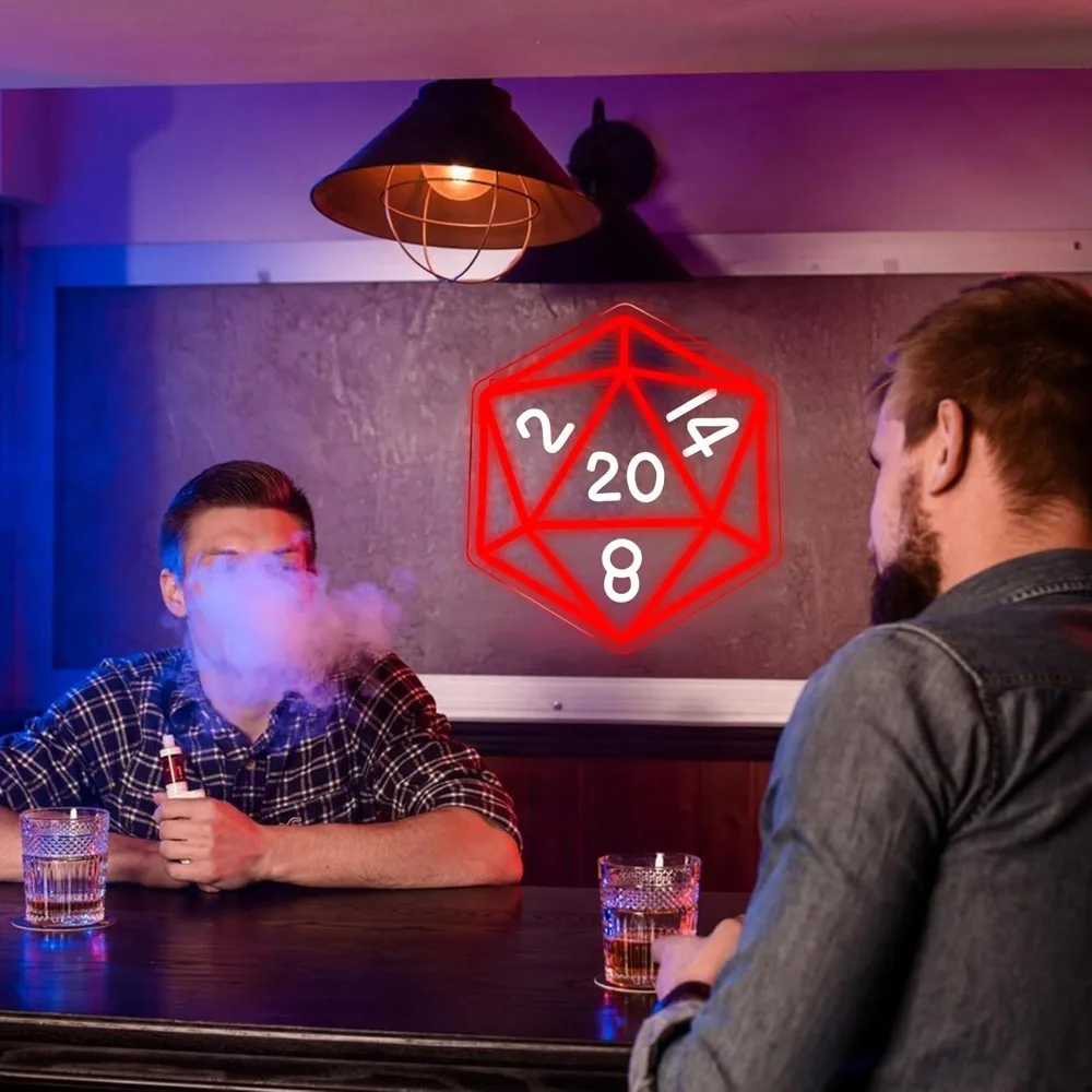لعبة النرد الزنزانات والتنينات علامة النيون لغرفة النرد تحت عنوان الطاولة الألعاب ليلة ديكور النرد على شكل الإضاءة لغرف الألعاب #3