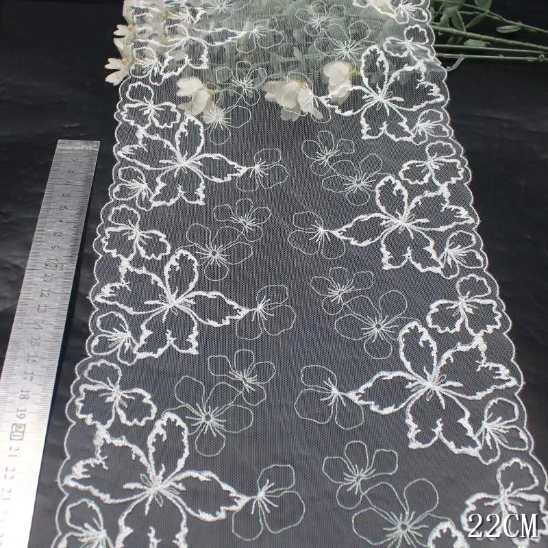 

30Yards Two Tones Floral Soft Embroidery Lace Trim Clothing Sewing Craft DIY Apparel Dress Sleeve Lace Fabric Wedding