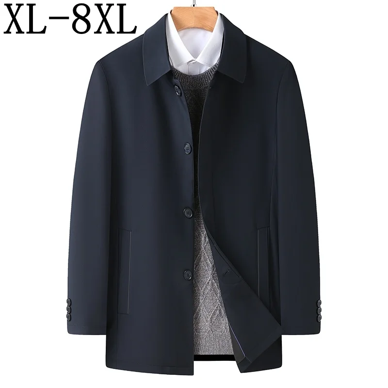 7XL 6XL 8XL New Autumn Mens Business Long Jackets 2023 Casual Windbreaker Loose Jacket Men Trench Coat Men Fashion Male Overcoat