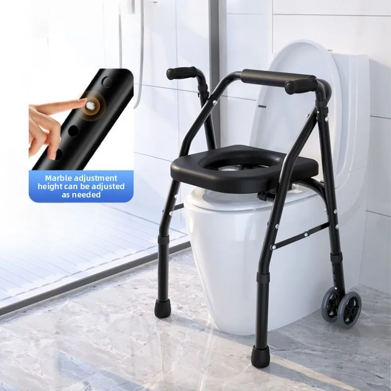 

Elderly Walking Stick with Seat Four-legged Walking Aids Walkers for Elderly, Multi-functional Mobility Rehabilitation Trolley