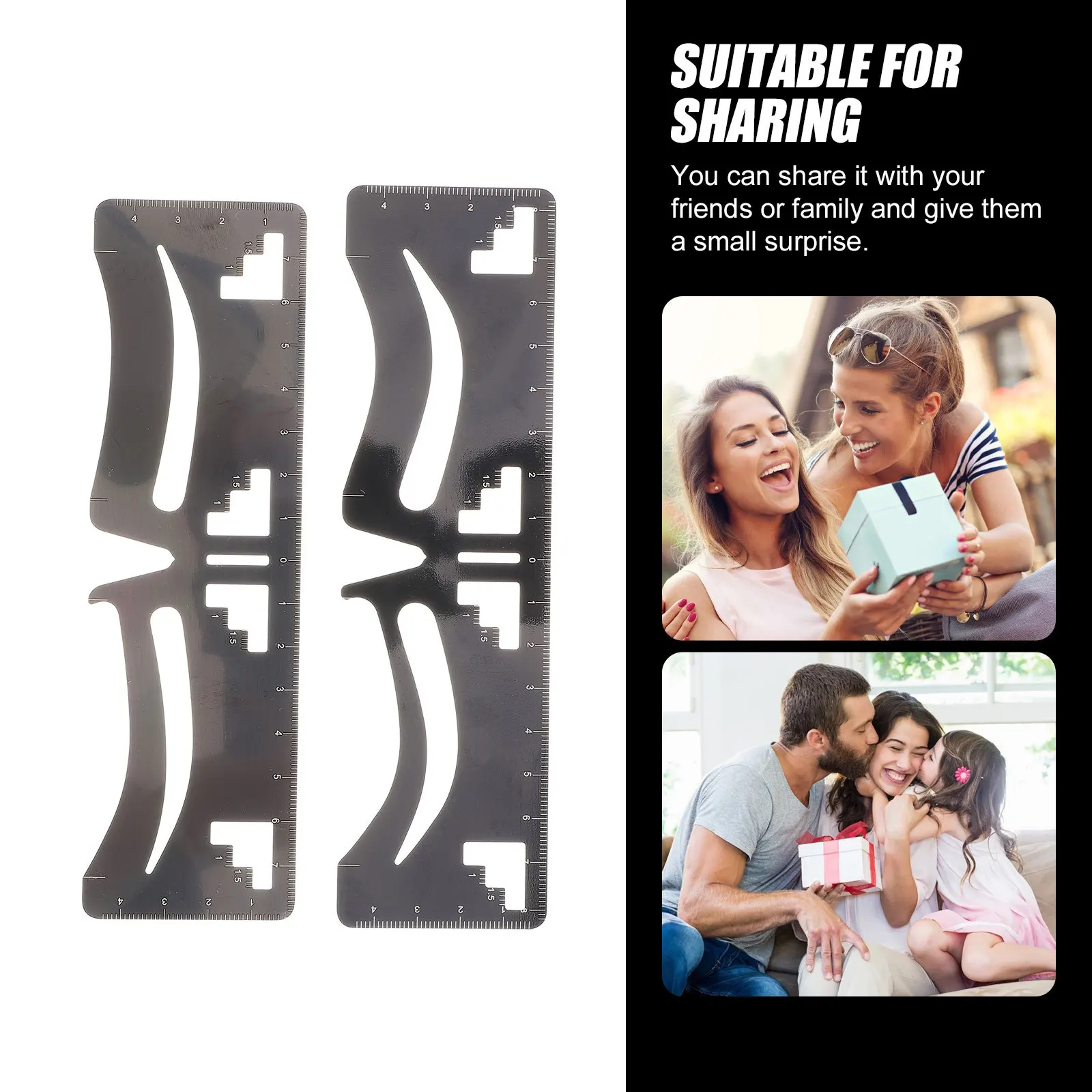 Metalen wenkbrauwliniaal Precisiemeetinstrument voor Microblading Shaping-stencil DIY Brow Mapping Template Positioneringsgids