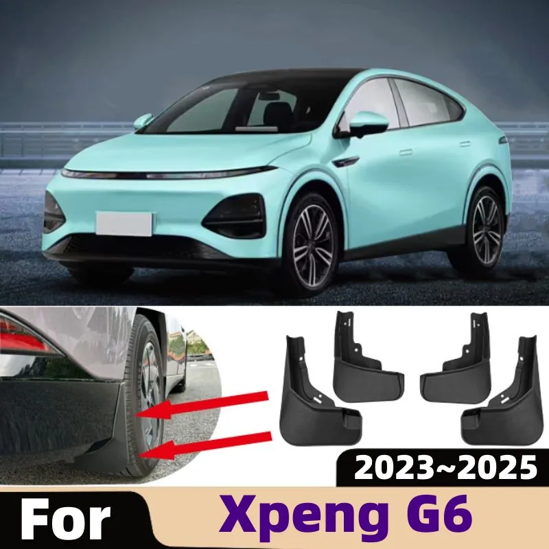 ل Xpeng G6 2023 ~ 2025 سيارة الجبهة الخلفية عجلة قطعة من نسيج مقاوم للماء سبلاش الحرس درابزين لينة الطين رفرف الخارجية تزيين الملحقات