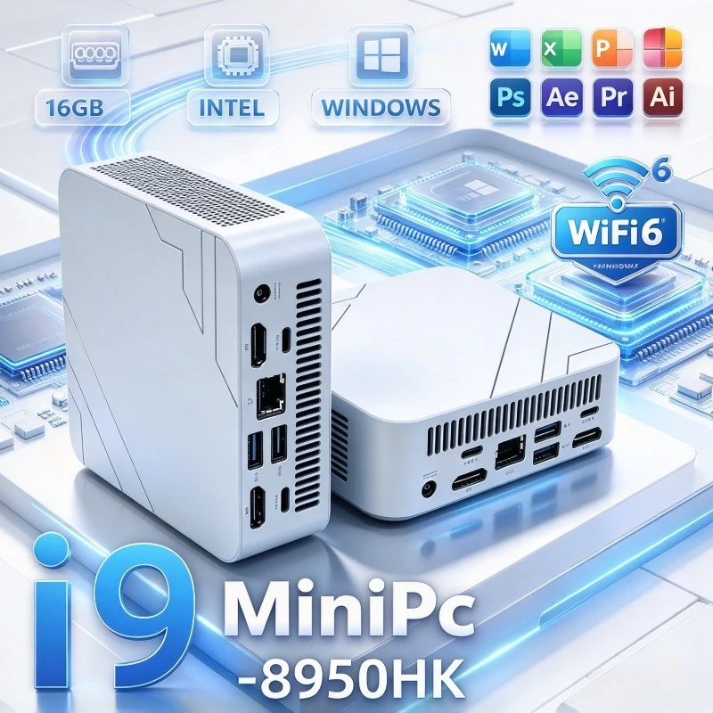 Portable Gamer Computer  Intel Core i9-8950HK Mini PC 16GB RAM 1TB 2TB SSD FHD Bluetooth WiFi6 Gaming Office 4K HDMI