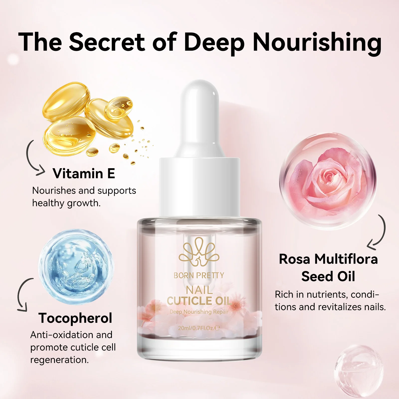 ولد جميل 20 مللي زيت بشرة الأظافر زهرة تضخيم إصلاح مغذي عميق تعزيز الأظافر 15s مزيل البشرة السريع