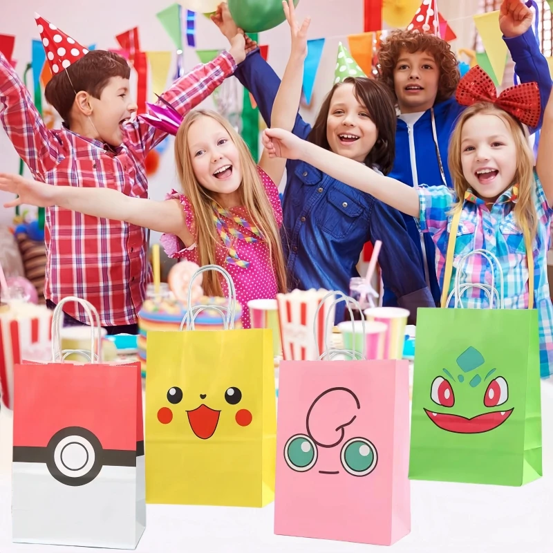

Бумажный пакет с конфетами в стиле аниме «Покемон», мультяшный Пикачу, подарок на день рождения, десерт, милая большая сумка, детская игрушка, Рождественский подарок