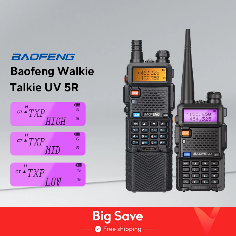 Baofeng Walkie Talkie UV 5R 5W 8W Dual Band Ham Two Way Radio Vhf Uhf FM Radio Handheld Transceiver Hunting 16KM