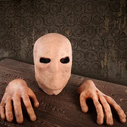 Mascarilla de Slenderman de Horror para hombre, guantes de látex sin rostro, Calavera alienígena, disfraz para fiesta de Halloween, Carnaval, Purim, regalo