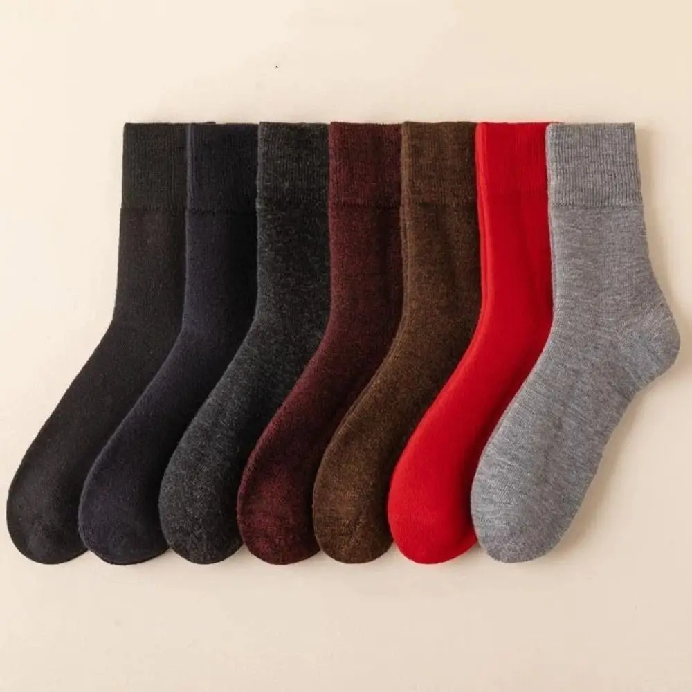 

Носки унисекс, толстые термозимние теплые носки, однотонные дышащие термоноски, мягкие шерстяные носки до середины икры, зимние