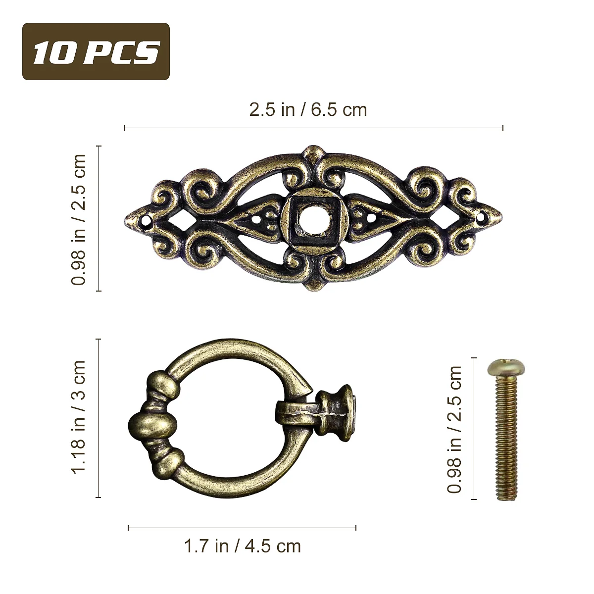 

10pcs Zinc Alloy Cabinet Pull Handles Brass Vintage Kitchen Drawer Door Knob For Cupboard Dresser Wardrobe Hardware