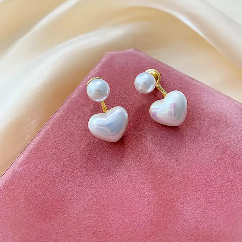 Elegant Heart Imitation Pearl Drop Earrings for Women Romantic Love Dangle Earrings Wedding Party Fashion Jewelry Pendientes