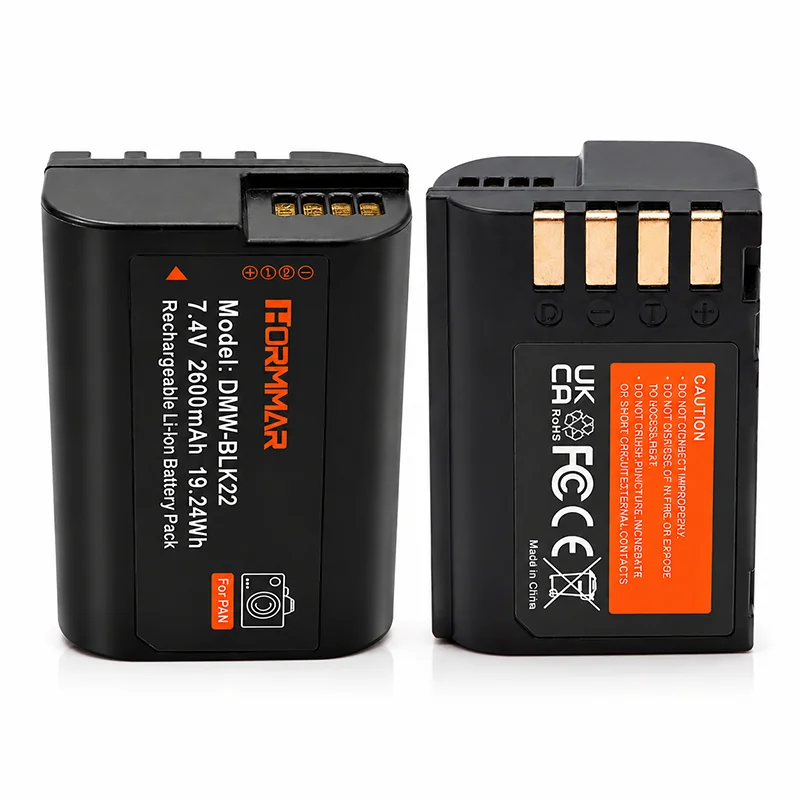 2600mAh DMW-BLK22 Battery for Panasonic Lumix DC-S5 S5II GH6 GH5II S5M2 High Capacity Rechargeable Li-ion Camera Battery