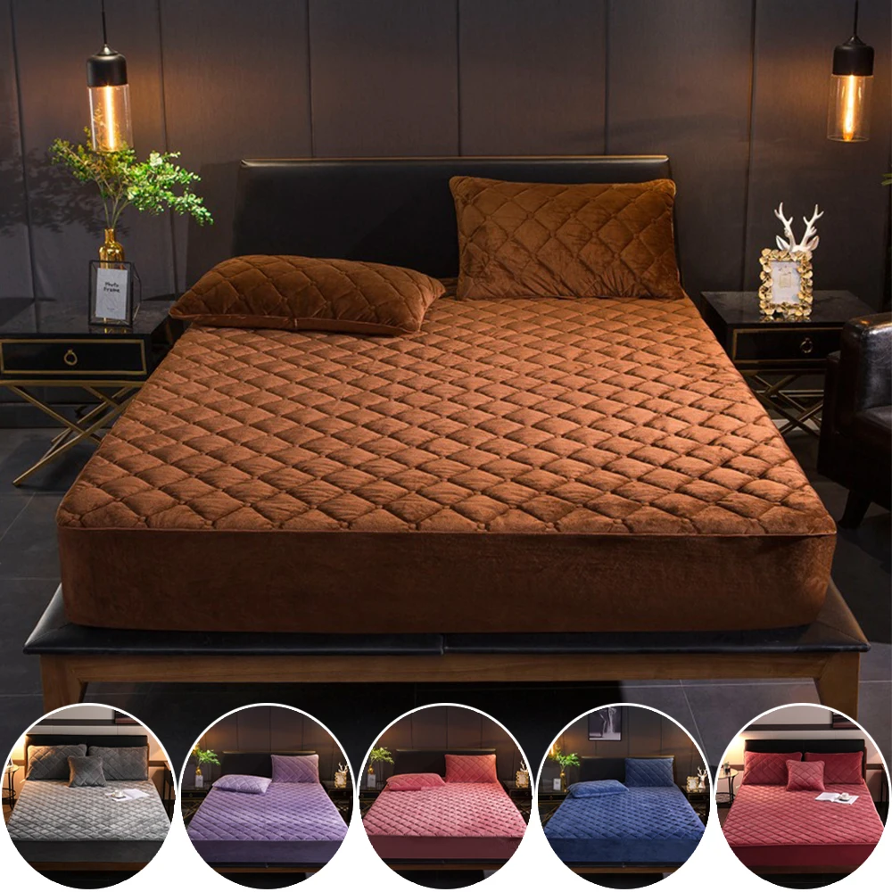 

Crystal Velvet Bed Sheet with Cotton Clip Solid Color Warm Bed Cover Falei Velvet Simmons Protective Cover Home Mattress Cover