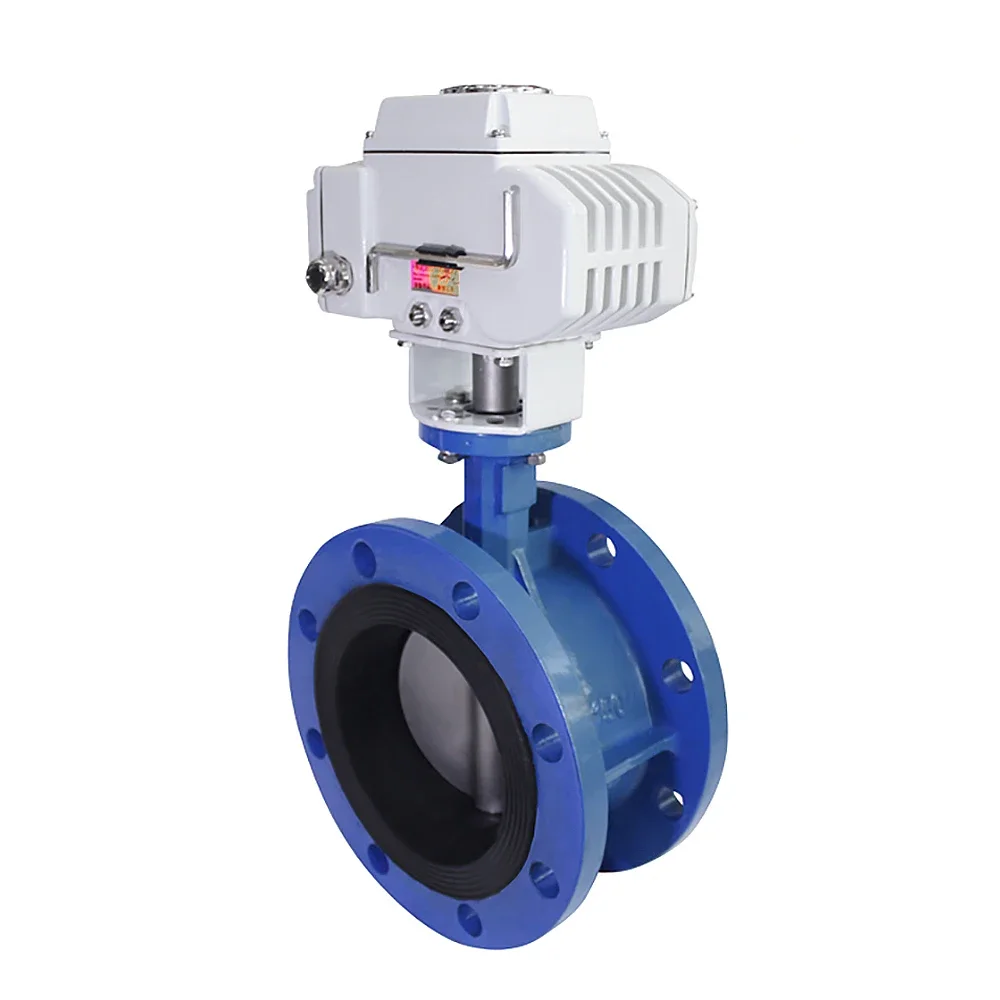 4 inch Double Flange Ductile Iron Electric Actuator Butterfly Valve motorized butterfly valve