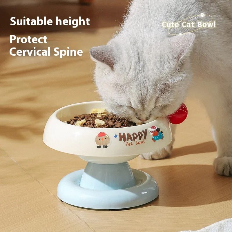 Cuenco de comida elevado para gatos de acero inoxidable, plato antideslizante a prueba de inclinación para mascotas con colores vibrantes que evita el cuidado del cuello y el acné de la barbilla