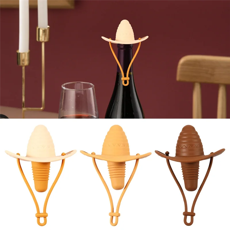 YWDZ-3 шт. силиконовая пробка для вина, герметичная пробка для бутылки вина, забавная ковбойская шляпа, пробка для вина, крышка для бутылки вина, уплотнение