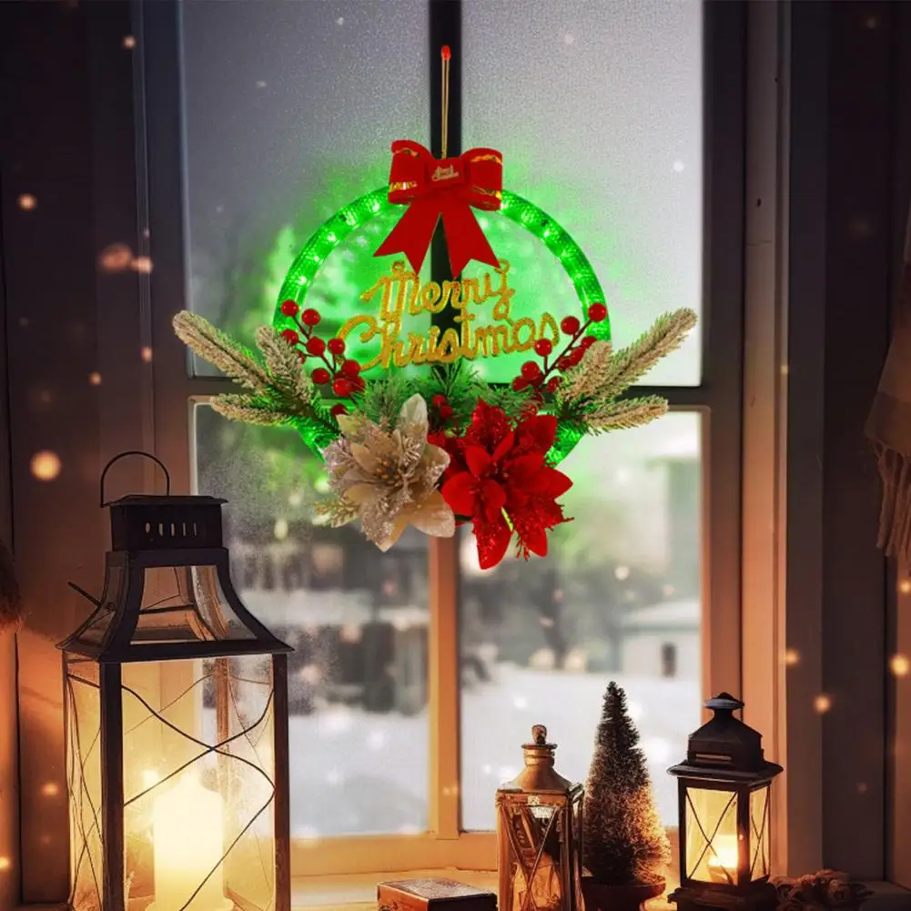 

Sustainable Holiday Scene Decorations Christmas Glowing Garland Festive Glowing Christmas Wreath Led Light Ornament for Door