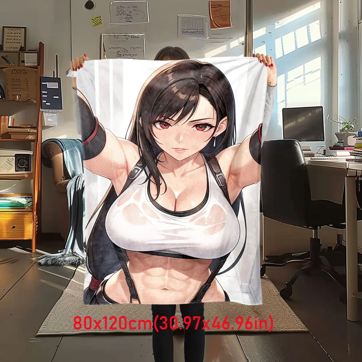 Anime sexy female pattern Flannel printed blanket suitable for all seasons suitable for living room office sofa and travel